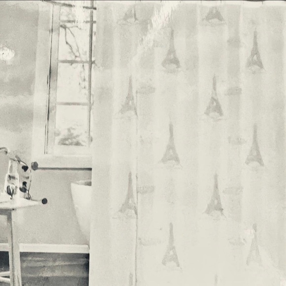 Bath Glam Paris Eiffel Tower Shower Curtain Hooks Metallic Silver